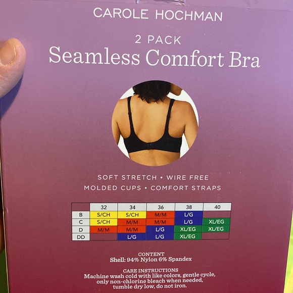 CAROLE HOCHMAN Seamless Comfort Bra 2 pack, Sizes M, Size L, New in Box - Picture 3 of 7
